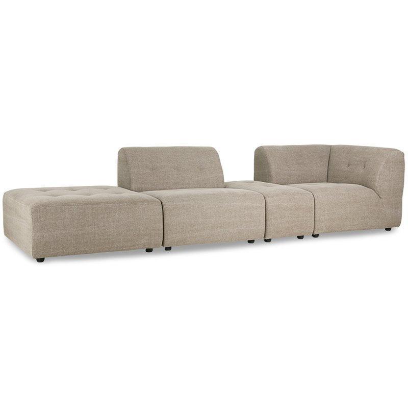 Vint Blend Taupe Linen Couch - Element Small Hocker - WOO .Design