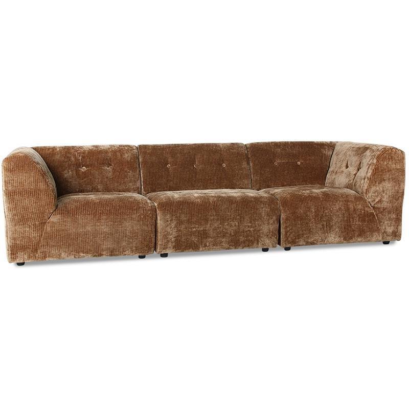 Vint Corduroy Rib Aged Gold Velvet Couch - Element Hocker - WOO .Design