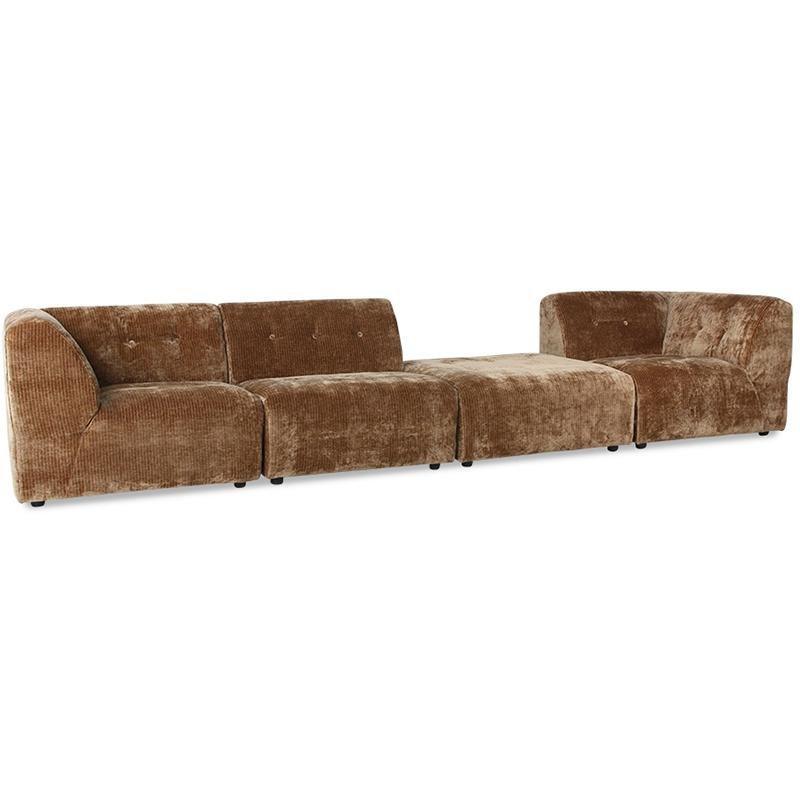 Vint Corduroy Rib Aged Gold Velvet Couch - Element Right - WOO .Design