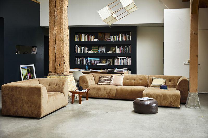 Vint Corduroy Rib Brown Couch - Element Left 1.5-Seat - WOO .Design