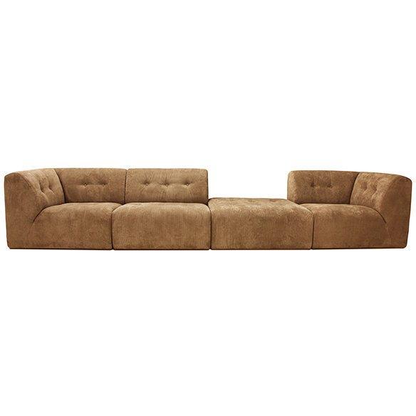 Vint Corduroy Rib Brown Couch - Element Small Hocker - WOO .Design