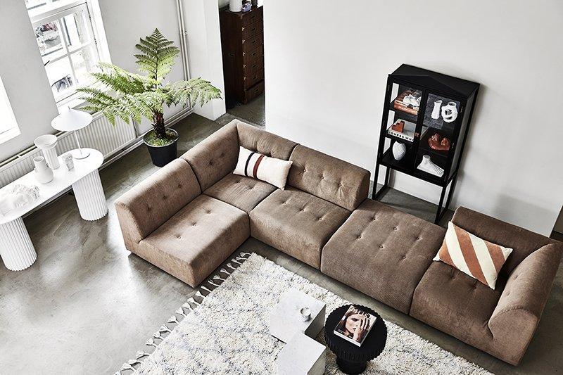 Vint Corduroy Rib Brown Couch - Element Small Hocker - WOO .Design