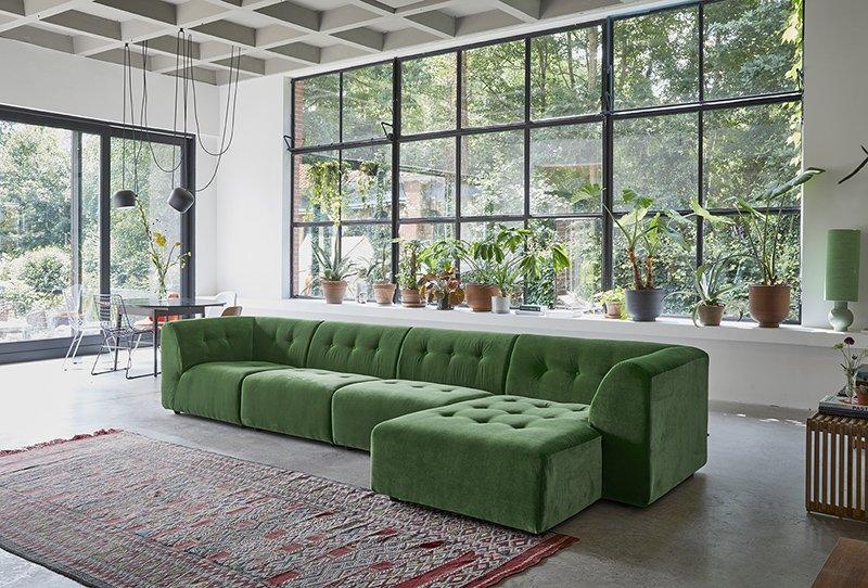 Vint Royal Green Velvet Couch - Element Right Divan - WOO .Design