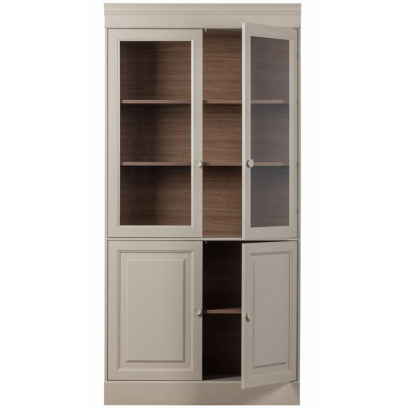 Chow Warm Grey Pine Wood 4 Door Cabinet