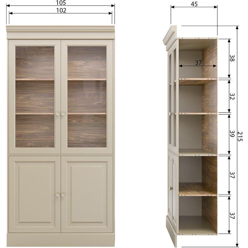 Chow Warm Grey Pine Wood 4 Door Cabinet