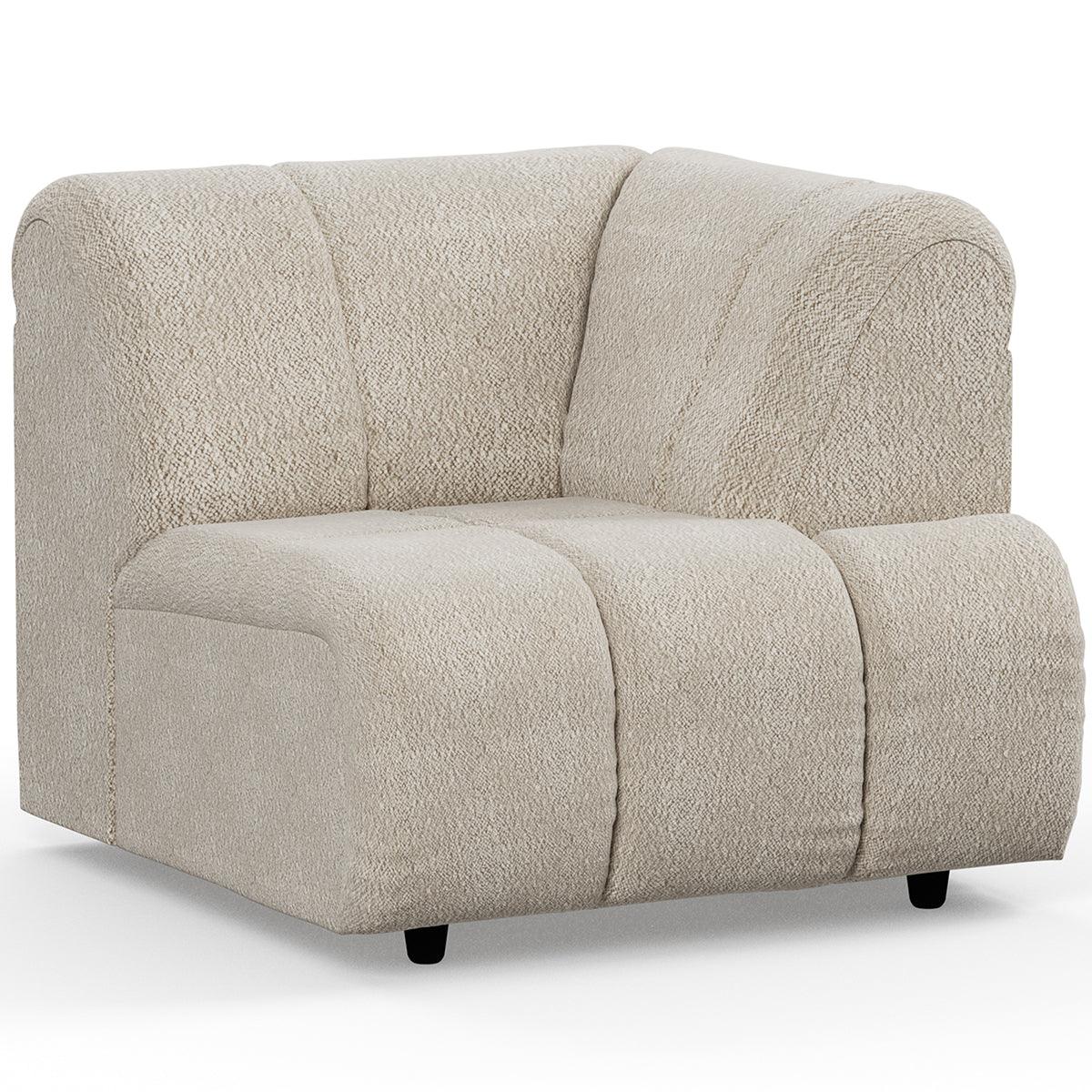 Wave Cream Boucle Couch - Element Right High Arm - WOO .Design