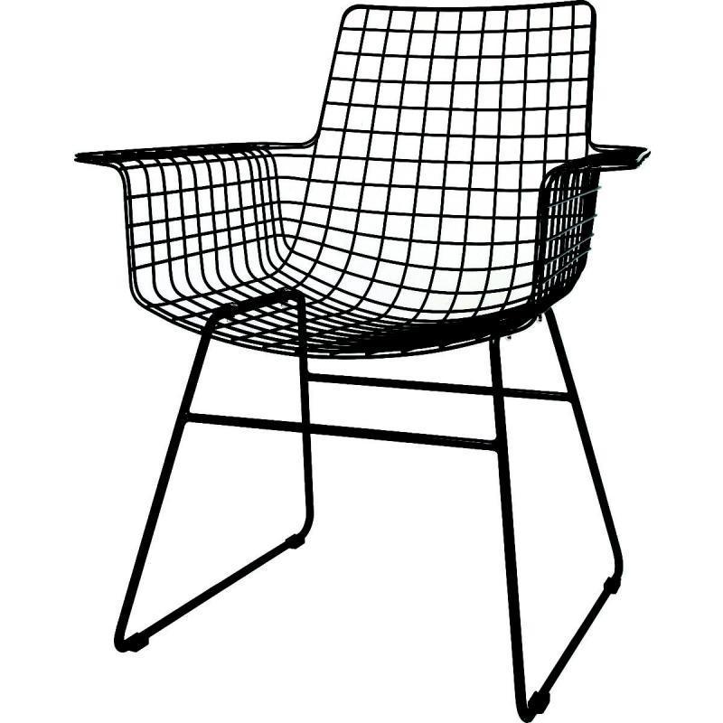Wire Black Chair with Armrest - WOO .Design