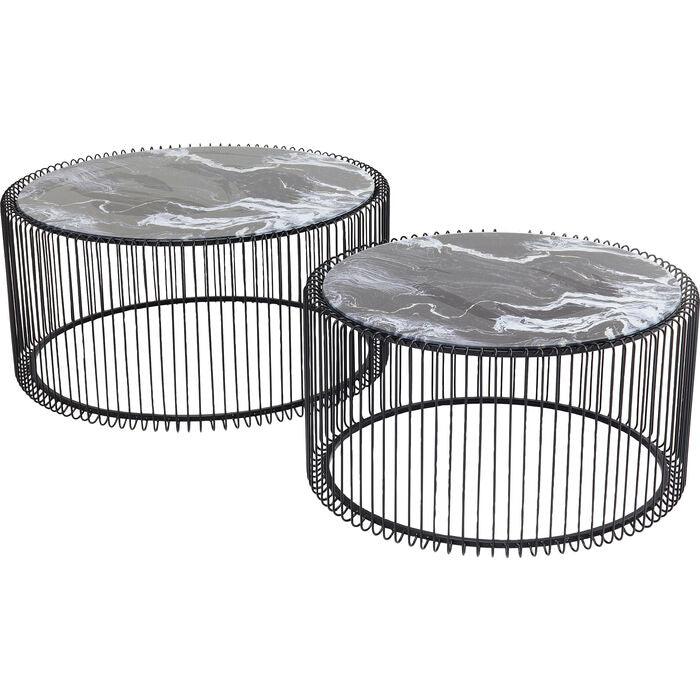 Wire Black Glass Marble Coffee Table (2/Set) - WOO .Design