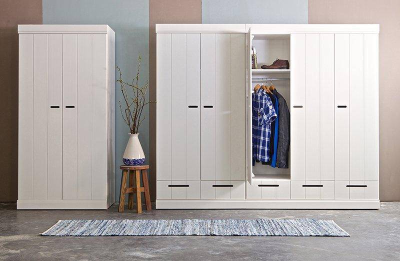 Connect Basic Pine Wood 2 Doors Strip Doors Cabinet