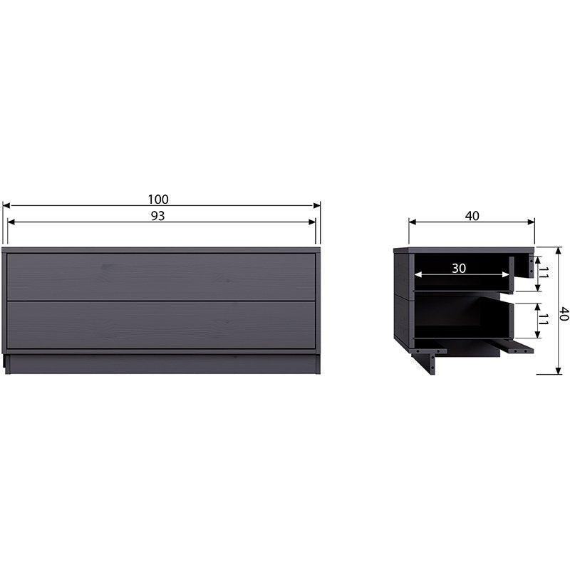 Finca Deep Black Pine Wood TV Cabinet 100 cm