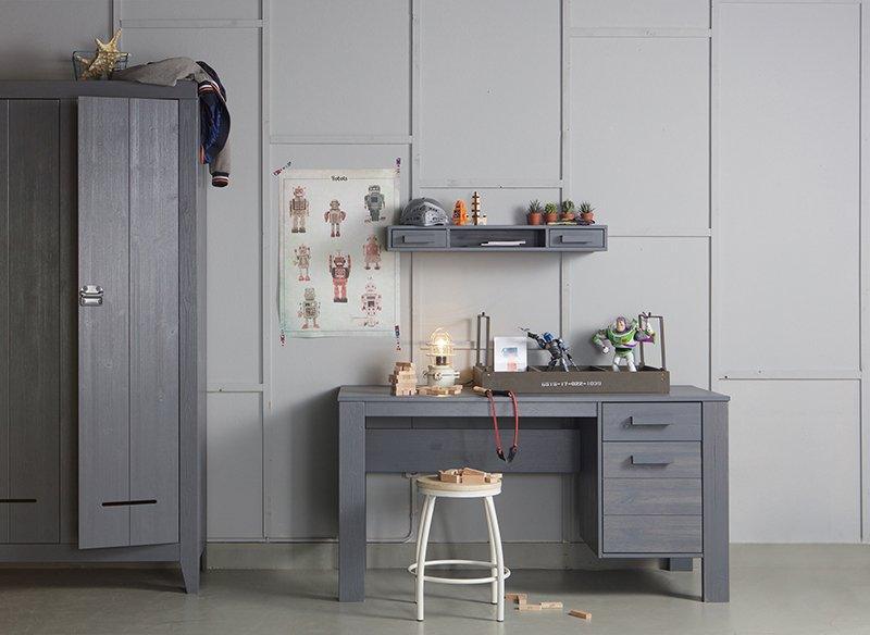 Kluis Steel Grey Pine Wood Cabinet