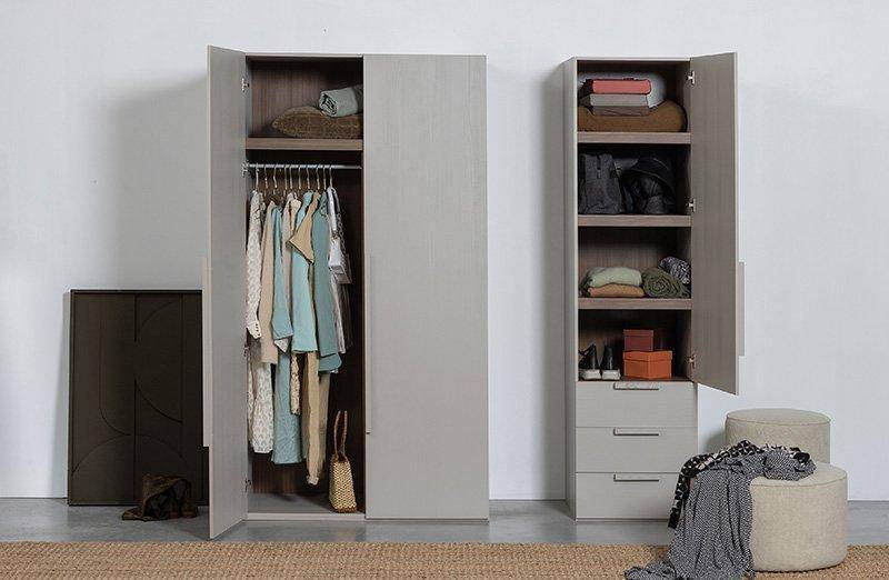 Rens Pebble Grey Long Handle 1 Door Wardrobe