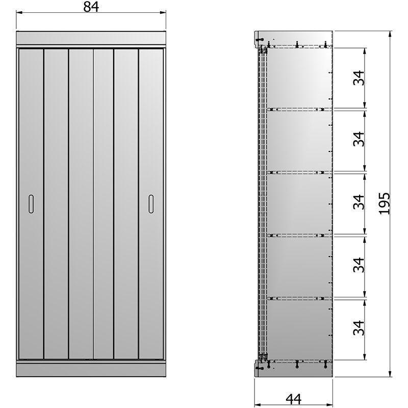 Row White Pine Wood Sliding Doors Shelves Cabinet