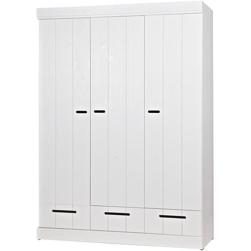 Connect Basic Pine Wood 3 Doors 3 Drawers Strip Doors Cabinet