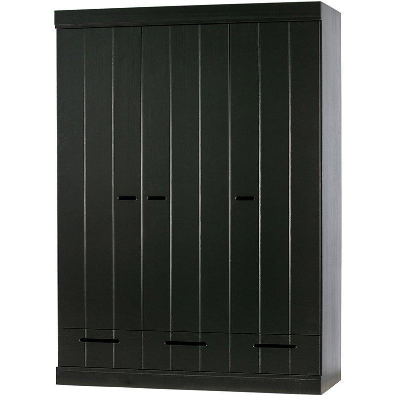 Connect Basic Pine Wood 3 Doors 3 Drawers Strip Doors Cabinet