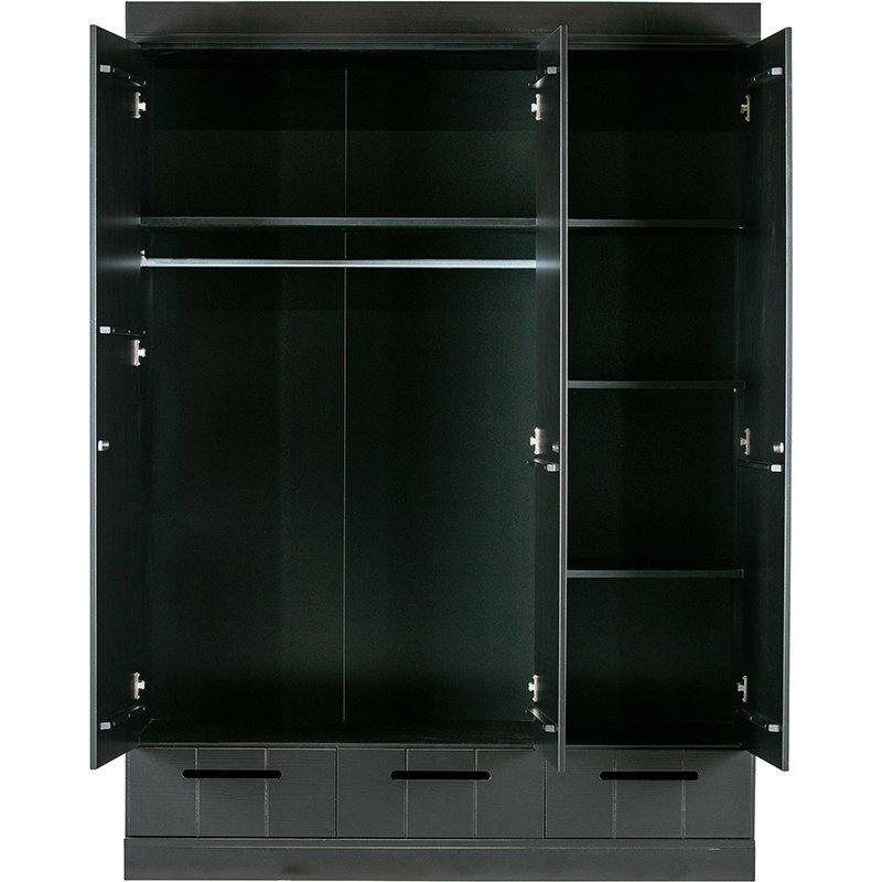 Connect Basic Pine Wood 3 Doors 3 Drawers Strip Doors Cabinet