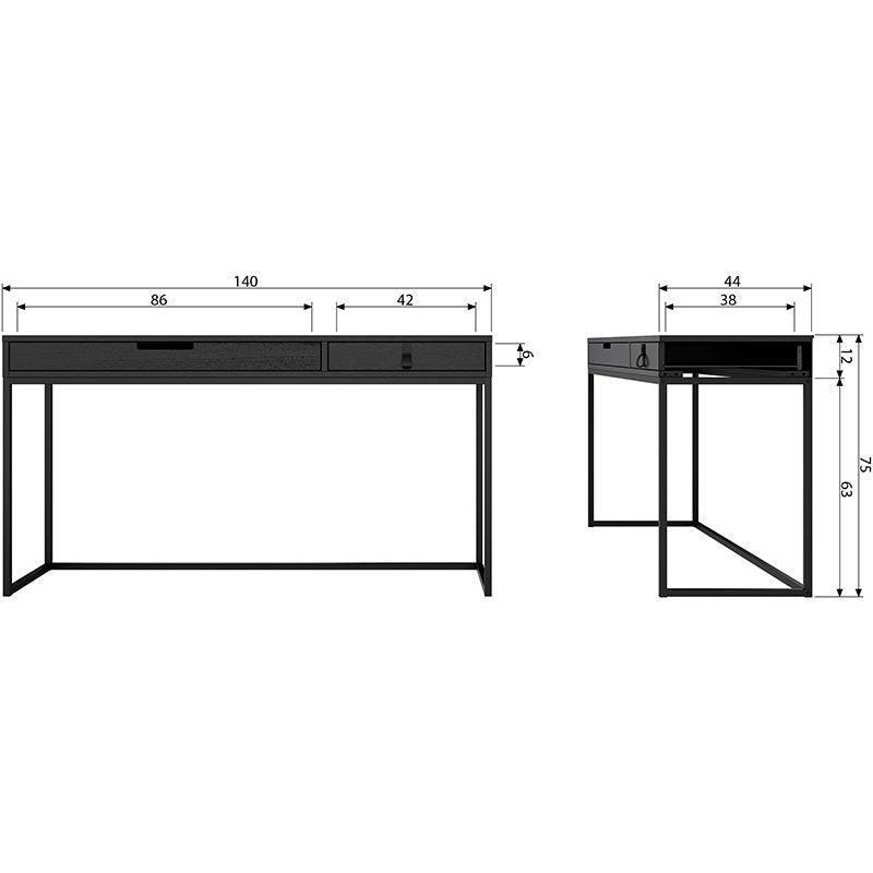 Silas Blacknight Brushed Ash Wood Desk