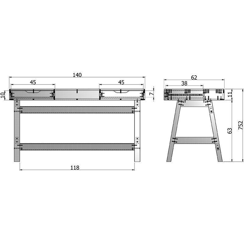 Nikki Brushed Pine Wood Desk